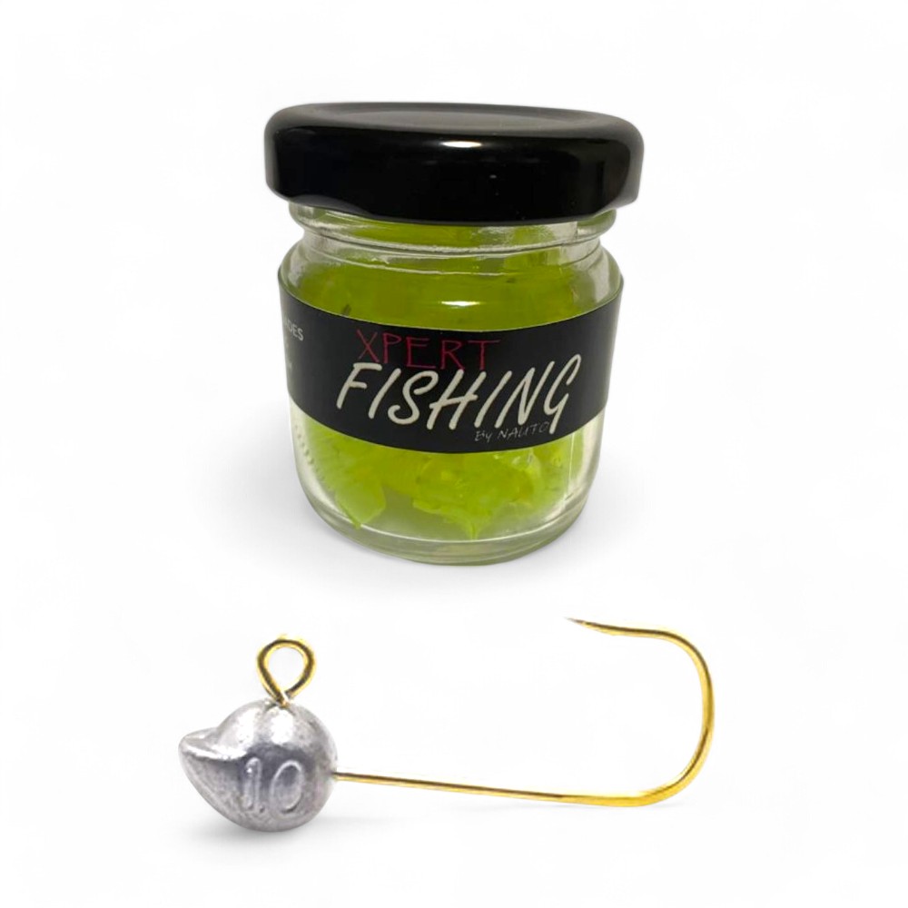 Combo 20 Vinilos Green Xpert Fishing + 4 Jig Head Mustad Finesse