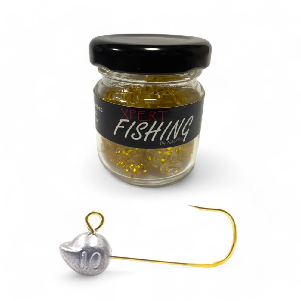 Combo 20 Vinilos Gold Xpert Fishing + 4 Jig Head Mustad Finesse