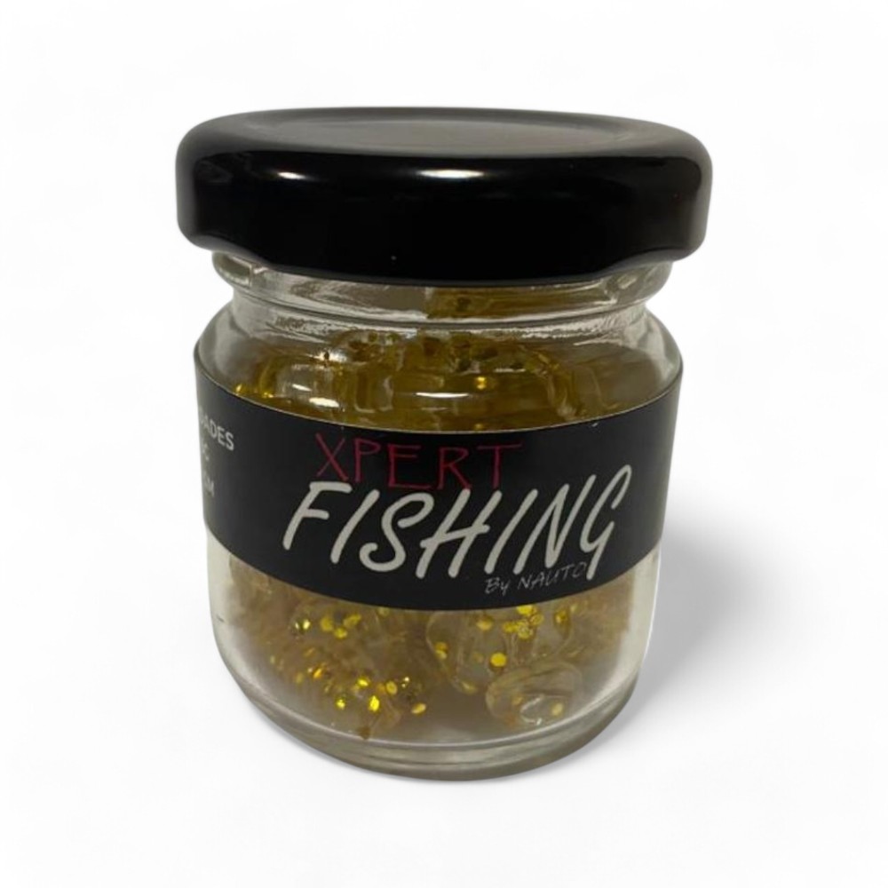 Combo 20 Vinilos Gold Xpert Fishing + 4 Jig Head Mustad Finesse