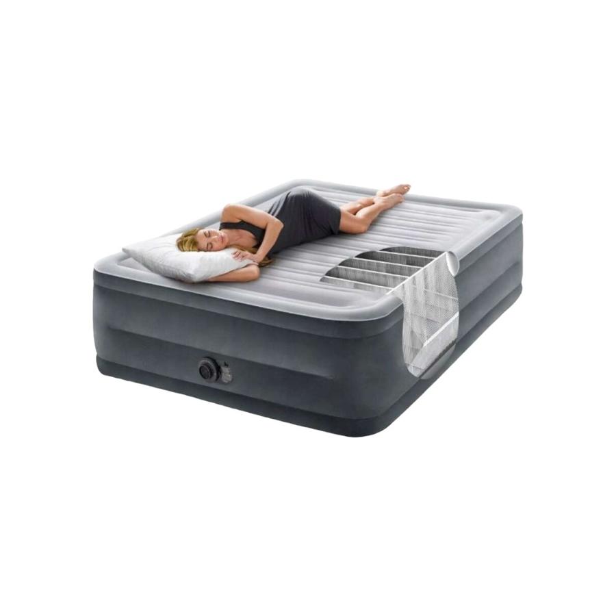 Colchon Inflable 2 Plazas Intex Felpa Gris
