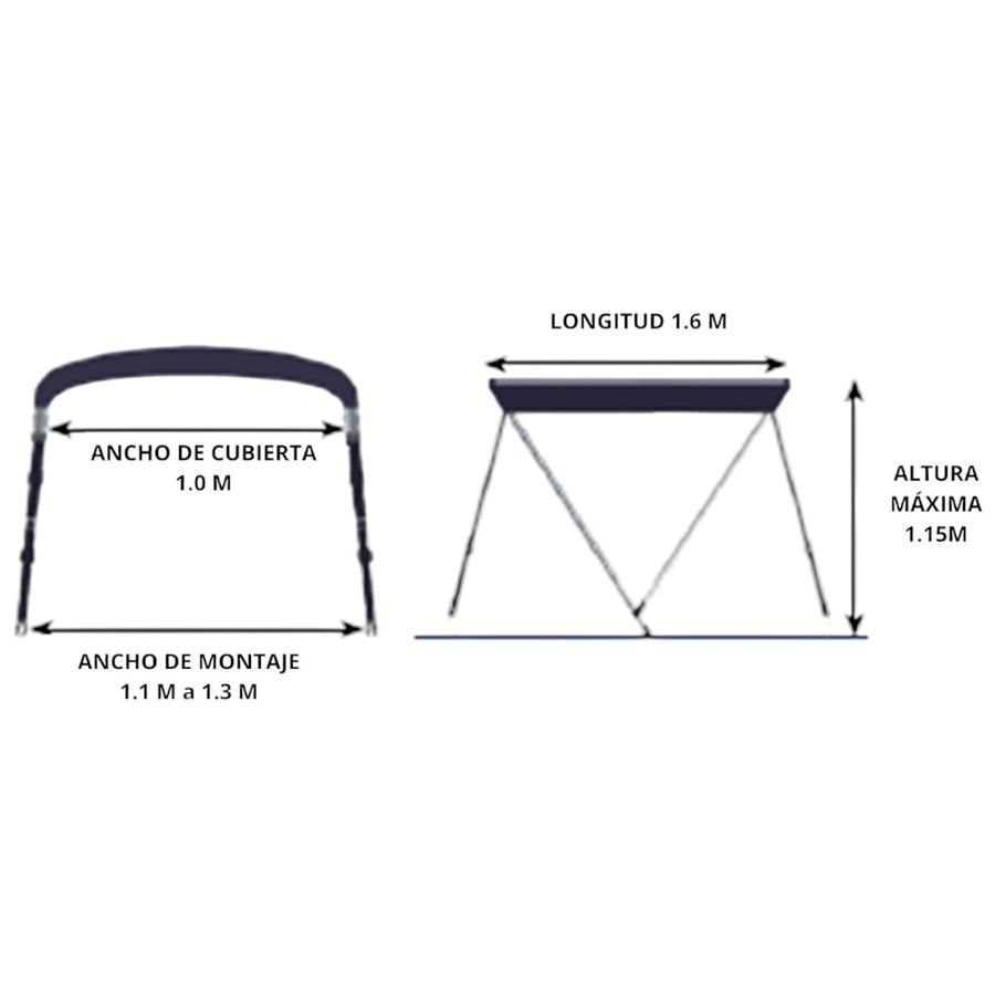 Toldo bimini 2 arcos 1.5-1.7M