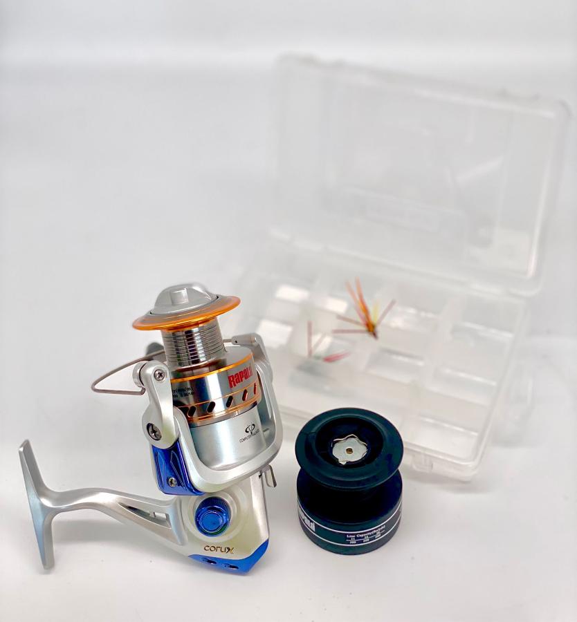 Carrete Rapala Corux 5000 + Caja De Pesca