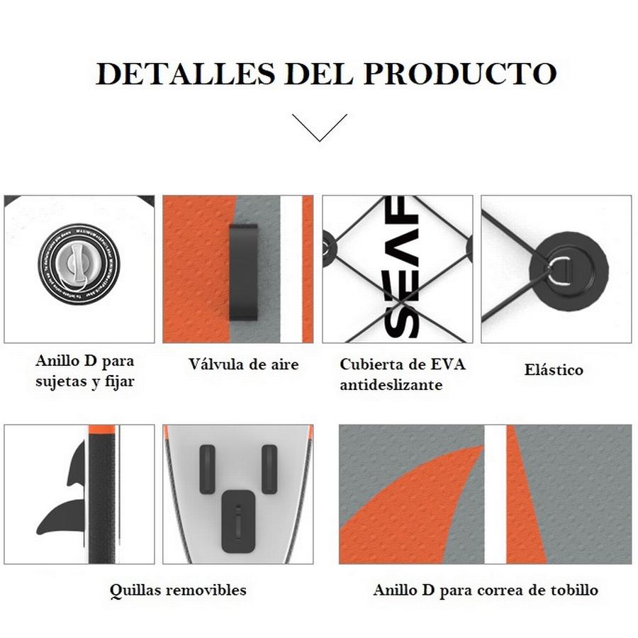Sup Inflable 10' Seaflo Cucao Naranjo