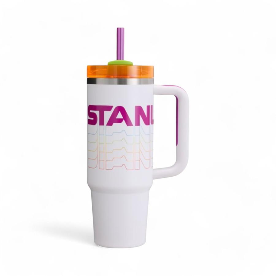 Termo Stanley Quencher 800 Ml Acero Inoxidable Blanco/Rosado